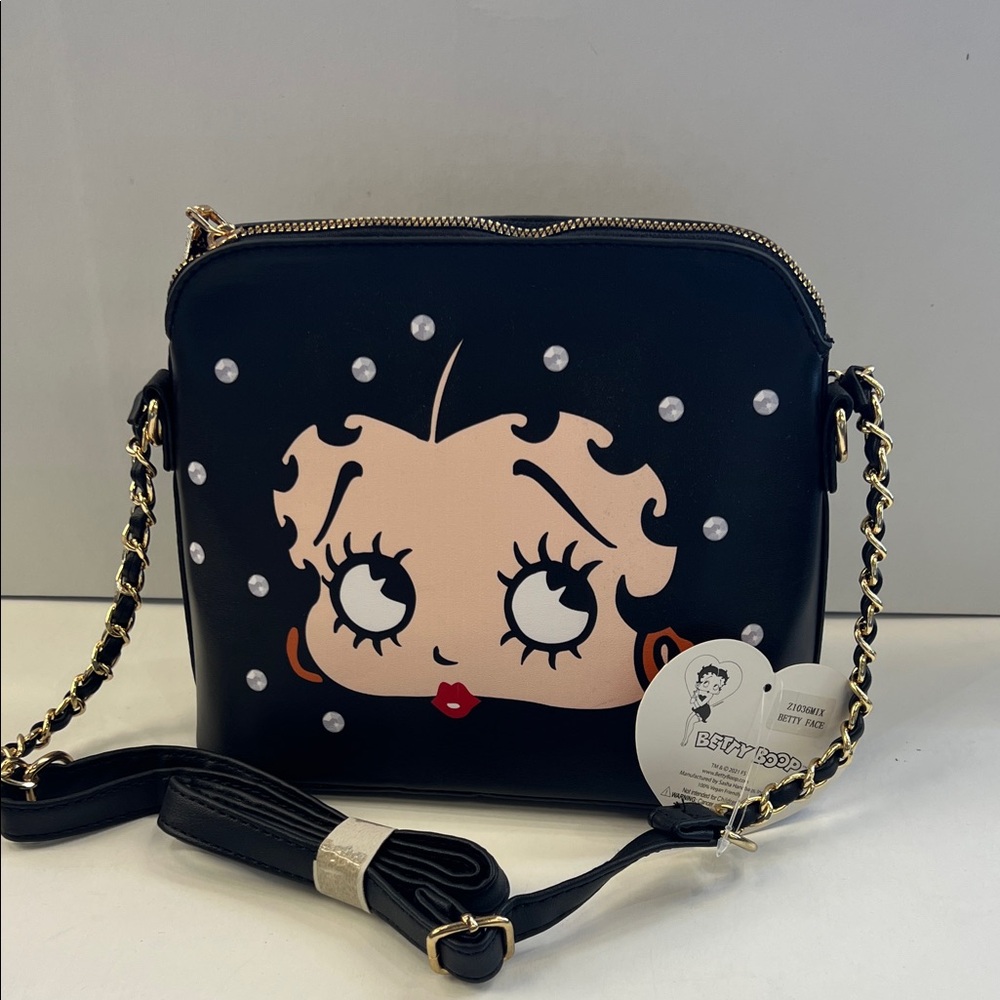 Betty Boop Black and Gold Crossbody Bag